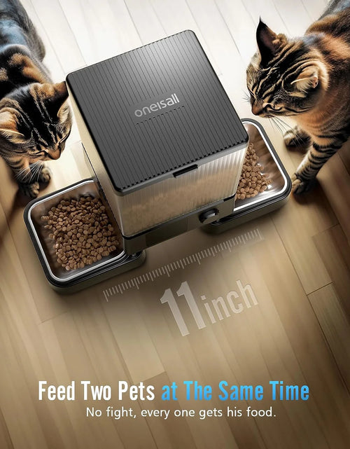 Load image into Gallery viewer, 5L/20 Cups Automatic Cat Dog Feeder with 5G Wifi &amp; APP Control, PFD-002 PRO Double Bowl Cat Food Dispenser with 1 Desiccant Bag, Timed Automatic Pet Feeder for 2 Cats/2 Small Dogs - Black
