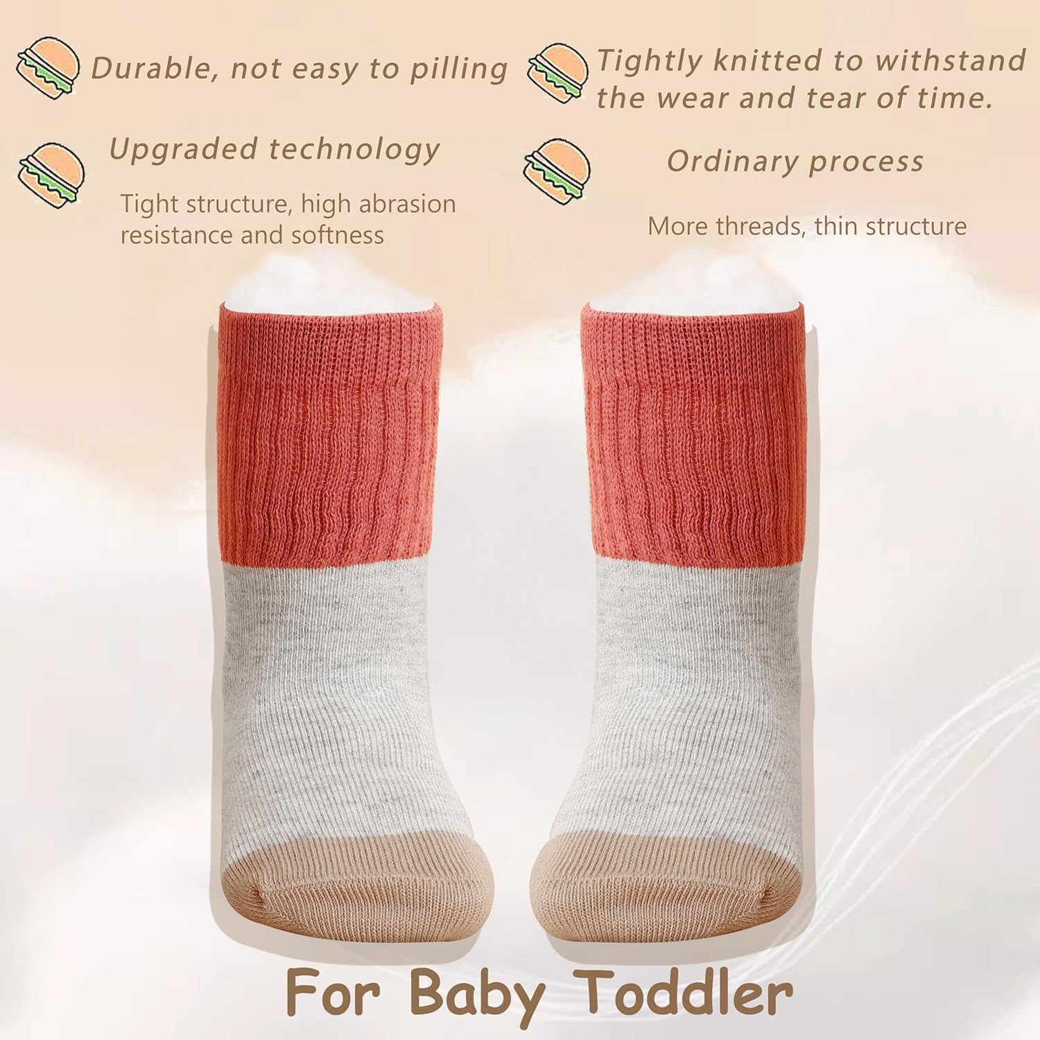 Toddler Baby Girls Boys Socks - Cotton Crew Socks for Baby Gifts Pack