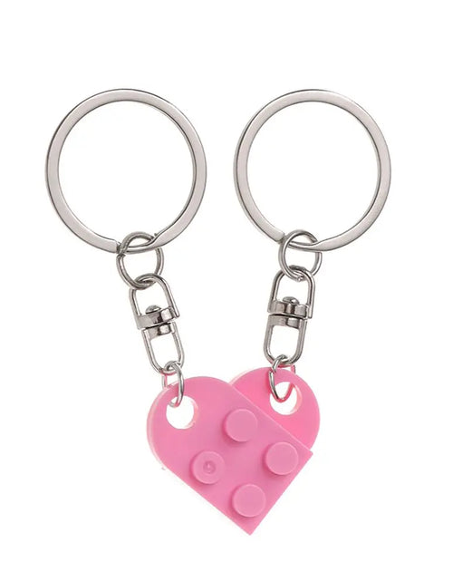 Load image into Gallery viewer, 1Pair Cute Love Heart Brick Keychain Couples Keychain Best Friendship for Women Men Separable Key Ring Jewelry Gifts
