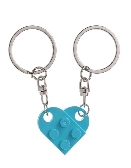 Load image into Gallery viewer, 1Pair Cute Love Heart Brick Keychain Couples Keychain Best Friendship for Women Men Separable Key Ring Jewelry Gifts
