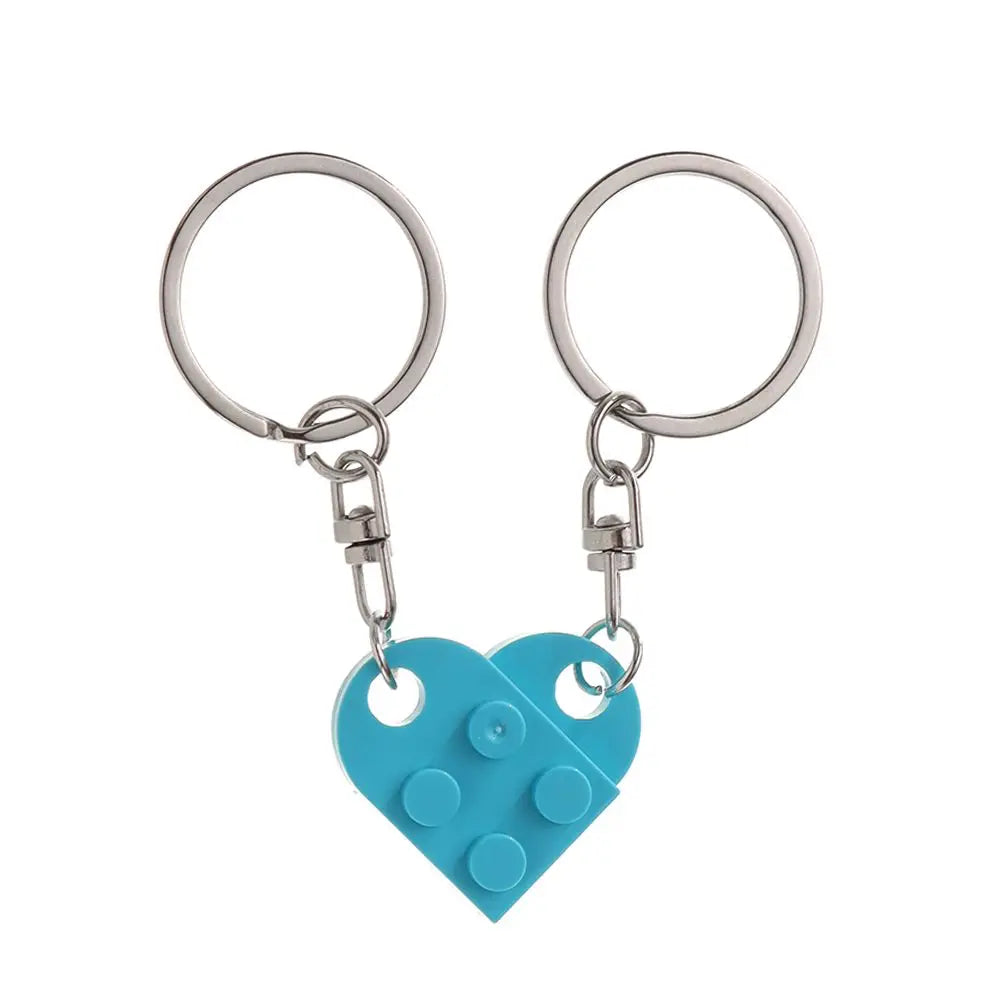 1Pair Cute Love Heart Brick Keychain Couples Keychain Best Friendship for Women Men Separable Key Ring Jewelry Gifts