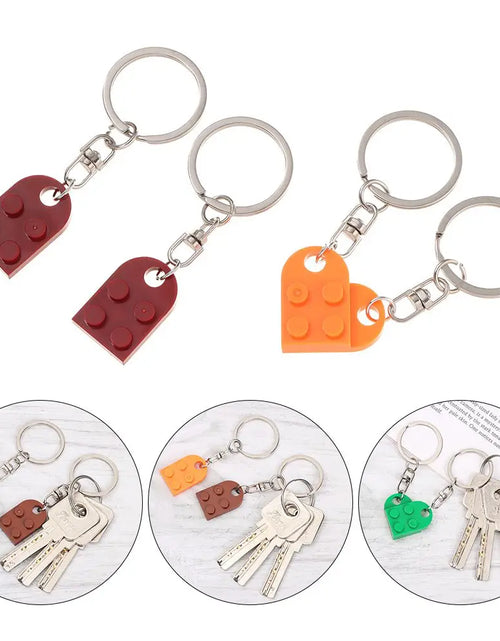 Load image into Gallery viewer, 1Pair Cute Love Heart Brick Keychain Couples Keychain Best Friendship for Women Men Separable Key Ring Jewelry Gifts
