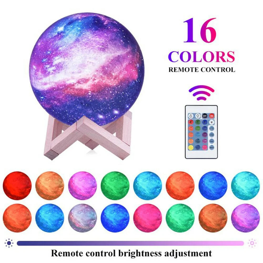 GOODWORLD Moon Lamp, LED 3D Print Moon Night Light, 16 Colors RGB Moon Light with Stand & Remote Control, Remote & Touch Control USB Lamp, for Kids Friends Lover Birthday Gifts, (4/6 In)