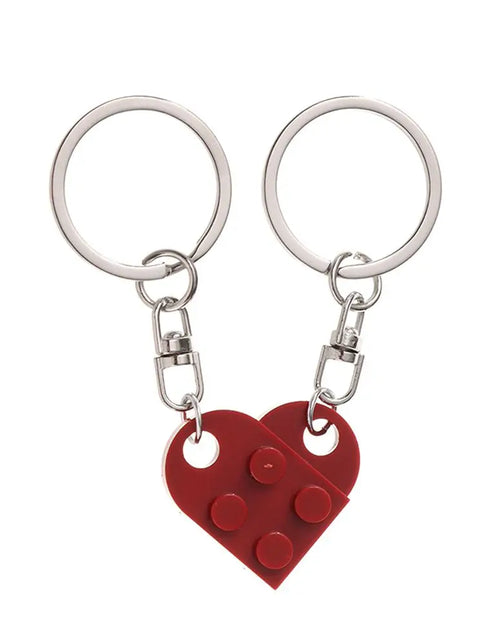 Load image into Gallery viewer, 1Pair Cute Love Heart Brick Keychain Couples Keychain Best Friendship for Women Men Separable Key Ring Jewelry Gifts
