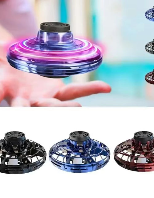 Load image into Gallery viewer, Flying Helicopter Spinner Fingertip Upgrade Flight Gyro Flyorb Hover Ball Mini Drone Aircraft Toy LED UFO Type Toy Kid Gift
