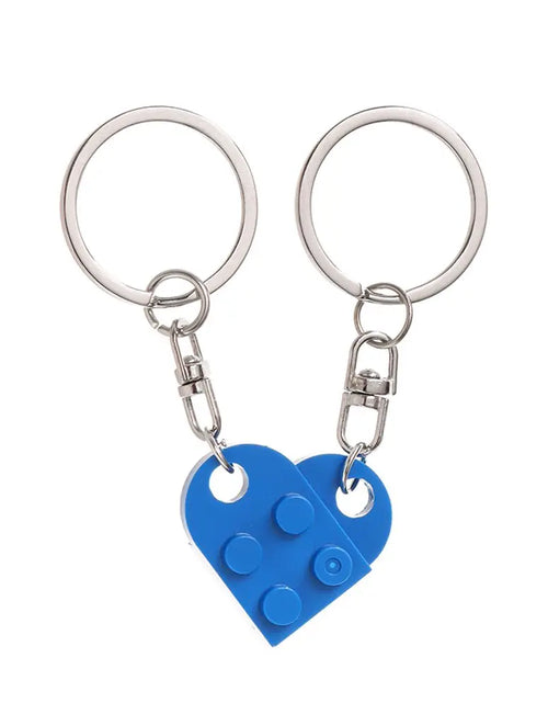 Load image into Gallery viewer, 1Pair Cute Love Heart Brick Keychain Couples Keychain Best Friendship for Women Men Separable Key Ring Jewelry Gifts
