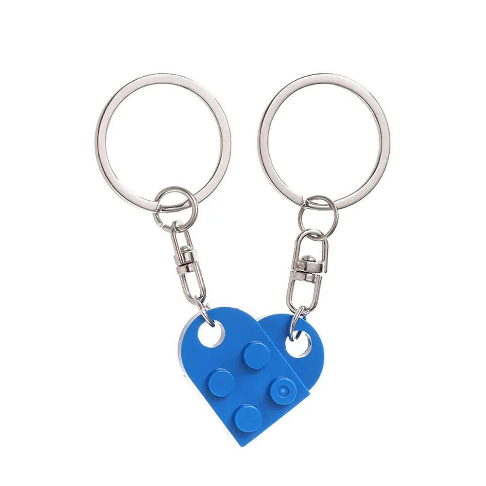 1Pair Cute Love Heart Brick Keychain Couples Keychain Best Friendship for Women Men Separable Key Ring Jewelry Gifts