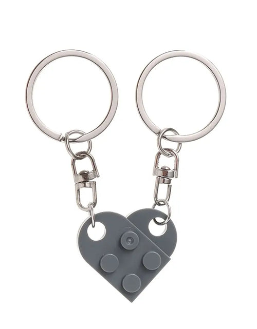 Load image into Gallery viewer, 1Pair Cute Love Heart Brick Keychain Couples Keychain Best Friendship for Women Men Separable Key Ring Jewelry Gifts
