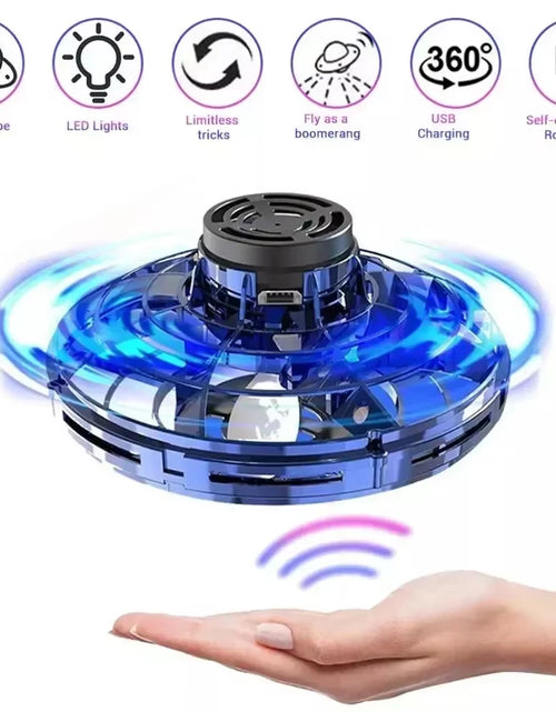 Load image into Gallery viewer, Flying Helicopter Spinner Fingertip Upgrade Flight Gyro Flyorb Hover Ball Mini Drone Aircraft Toy LED UFO Type Toy Kid Gift
