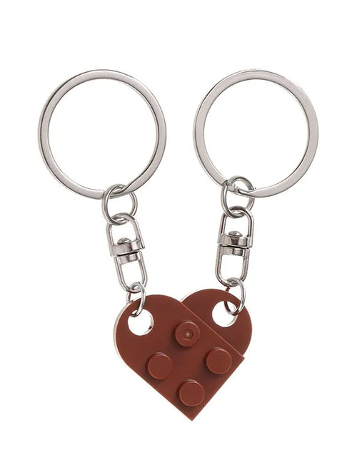 Load image into Gallery viewer, 1Pair Cute Love Heart Brick Keychain Couples Keychain Best Friendship for Women Men Separable Key Ring Jewelry Gifts
