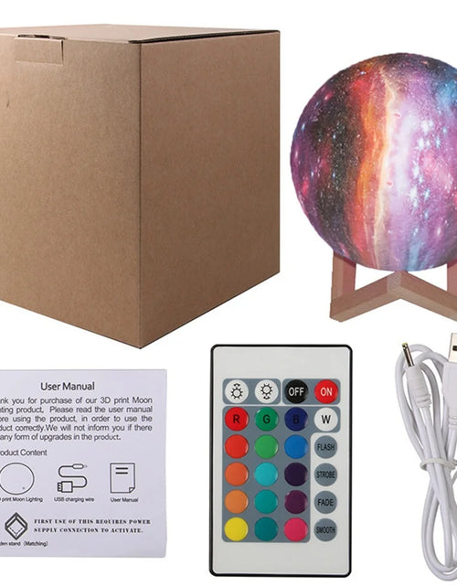 Load image into Gallery viewer, GOODWORLD Moon Lamp, LED 3D Print Moon Night Light, 16 Colors RGB Moon Light with Stand &amp; Remote Control, Remote &amp; Touch Control USB Lamp, for Kids Friends Lover Birthday Gifts, (4/6 In)
