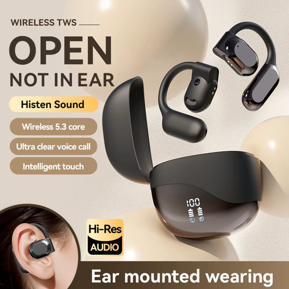 Translator Earbuds Bluetooth 5.4 Noise Cancelling Two-Way Voice Translator Ear Hook Real Time AI Translation Earphone