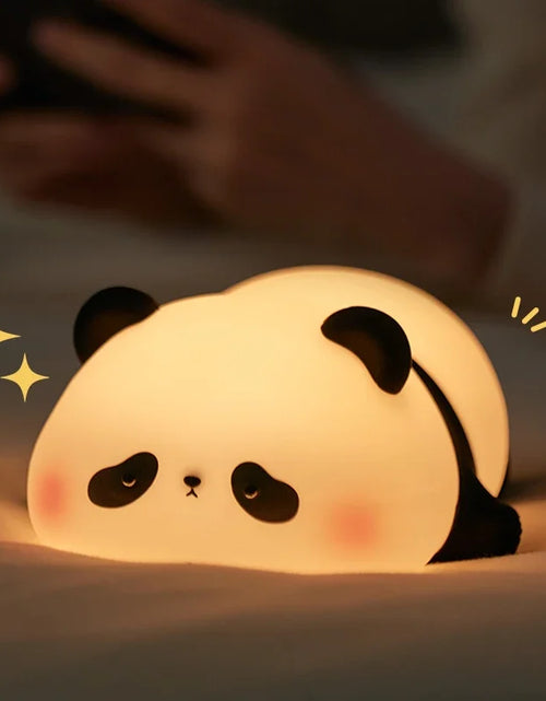 Load image into Gallery viewer, Cute Panda LED Night Light, Silicone Night Light, USB Rechargeable, Touch Night Lamp, Bedroom Timing Lamp Decoration, Children&#39;S
