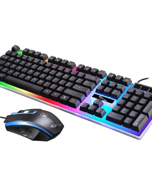 Load image into Gallery viewer, Gaming Keyboard and Mouse Combo, LED Rainbow Backlit Keyboard with 104 Key Computer PC Gaming Keyboard for Pc/Laptop (Black)
