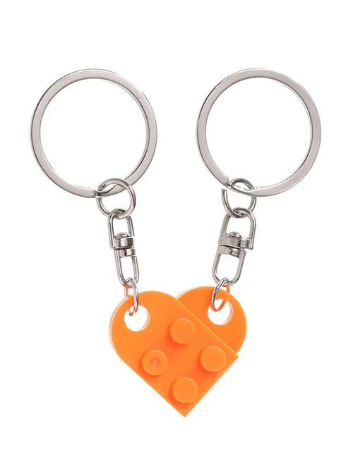 Load image into Gallery viewer, 1Pair Cute Love Heart Brick Keychain Couples Keychain Best Friendship for Women Men Separable Key Ring Jewelry Gifts
