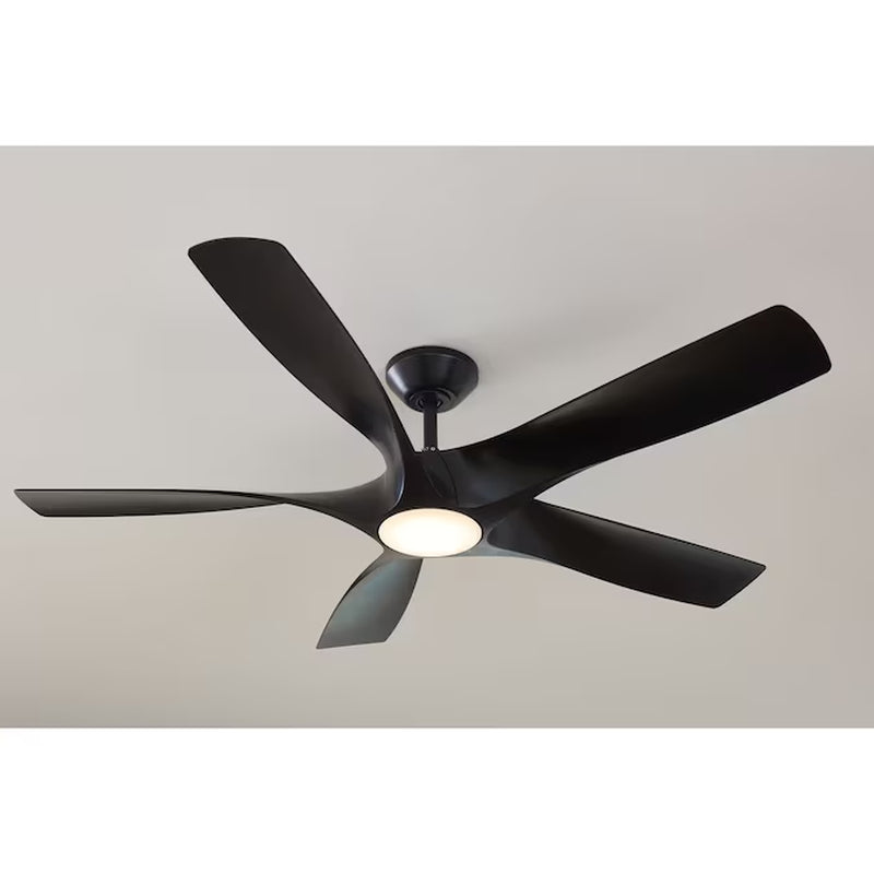 Vernal 60-In Bronze with Koa Woodgrain Blades Integrated LED Indoor/Outdoor Smart Propeller Ceiling Fan with Light and Remote (5-Blade)