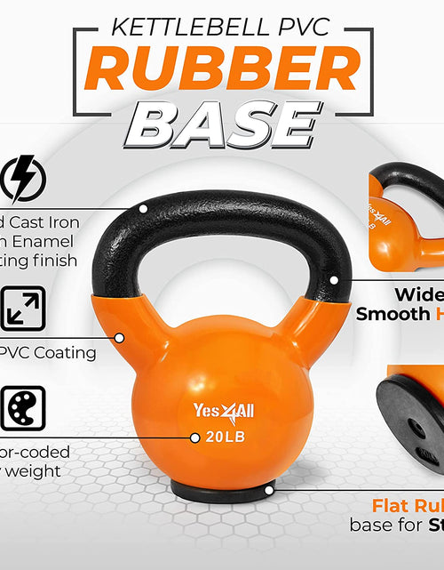 Load image into Gallery viewer, Vinyl Coated Kettlebell with Protective Rubber Base, Strength Training Kettlebells for Weightlifting, Conditioning, Strength &amp; Core Training
