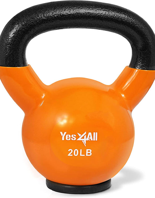 Load image into Gallery viewer, Vinyl Coated Kettlebell with Protective Rubber Base, Strength Training Kettlebells for Weightlifting, Conditioning, Strength &amp; Core Training
