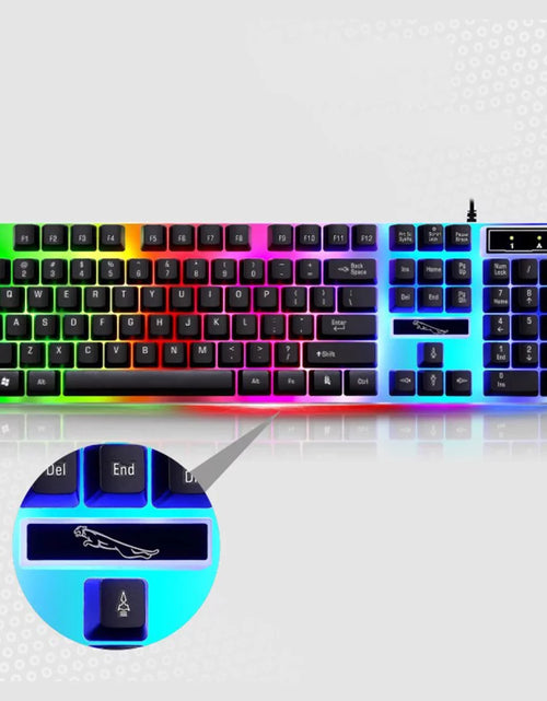 Load image into Gallery viewer, Gaming Keyboard and Mouse Combo, LED Rainbow Backlit Keyboard with 104 Key Computer PC Gaming Keyboard for Pc/Laptop (Black)
