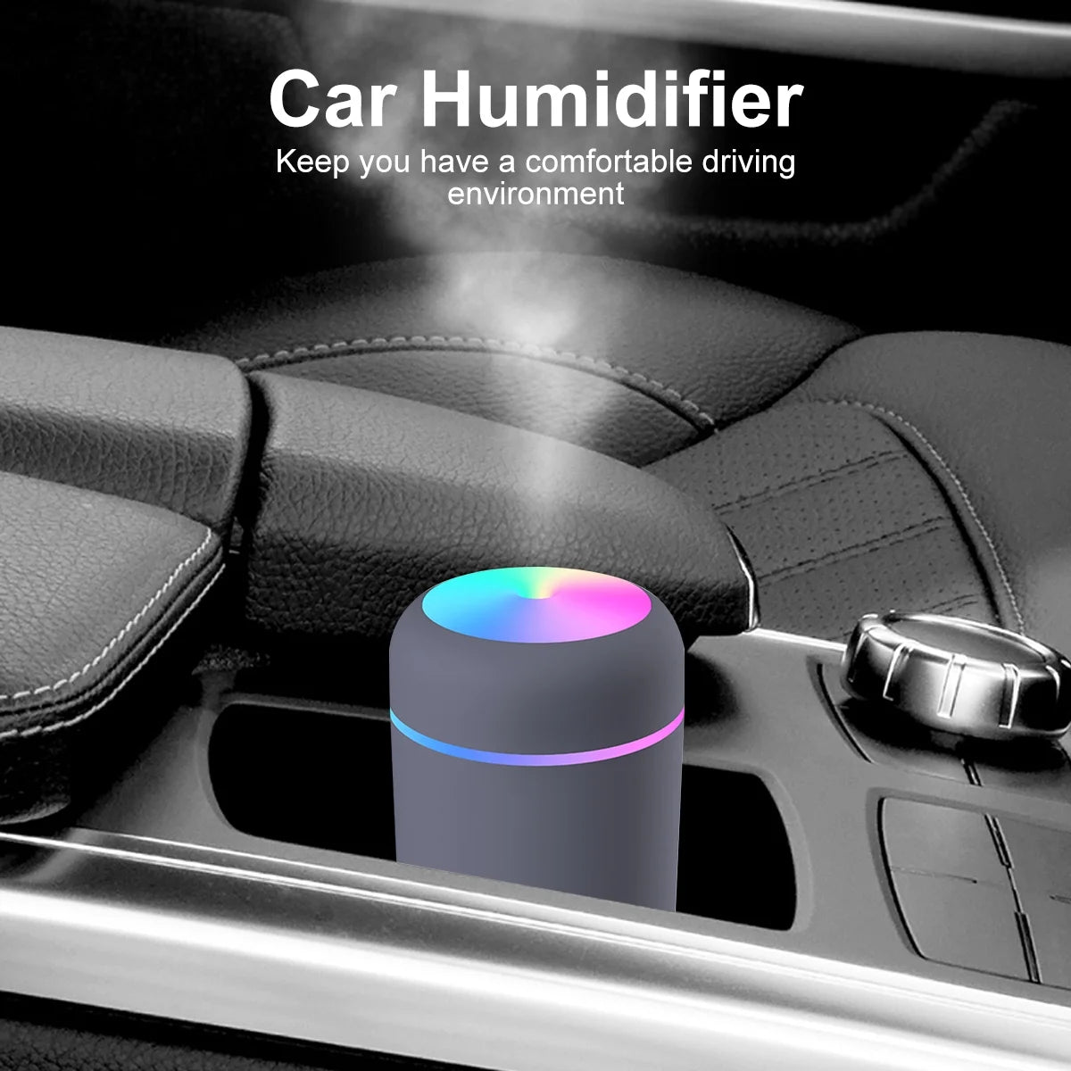 Colorful Cool Mini Humidifier, USB Personal Desktop Humidifier for Car, Office Room, Bedroom,Etc. Auto Shut-Off, 2 Mist Modes, Super Quiet. (White)