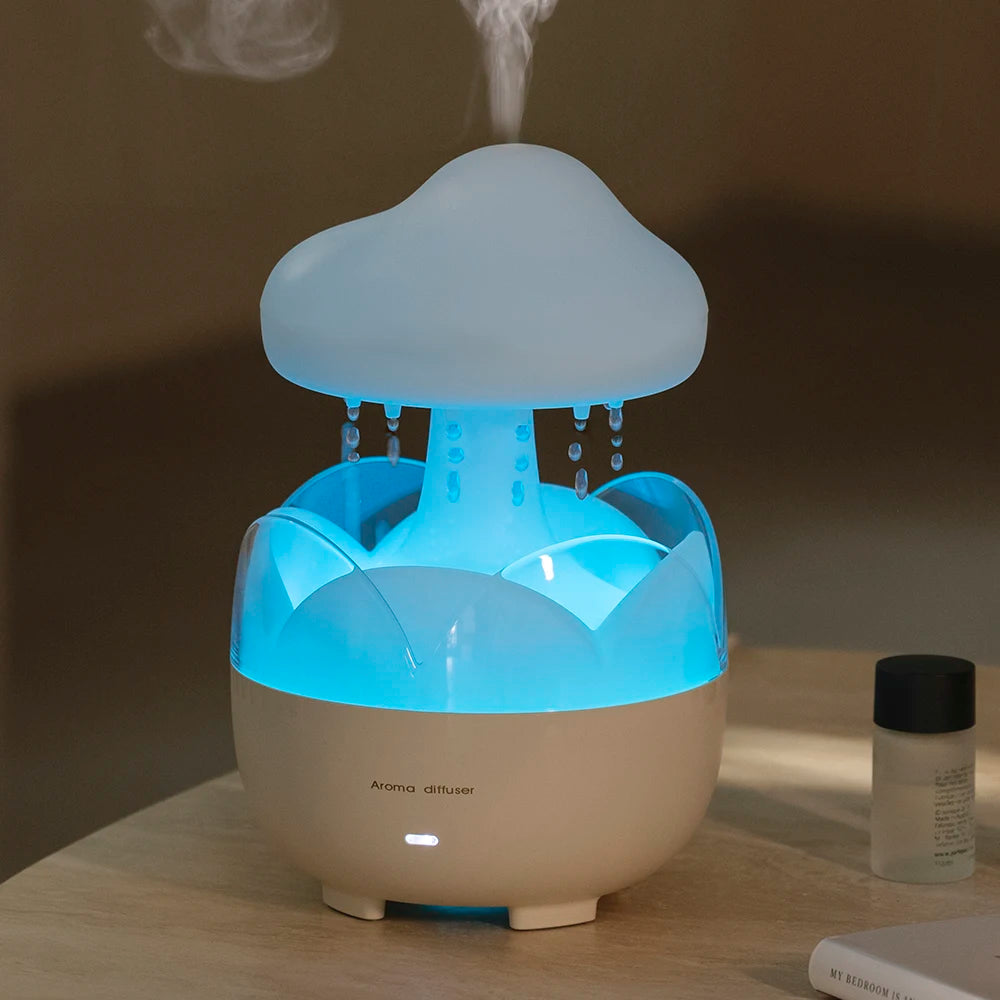 Mushroom Rain Air Humidifier Electric Aroma Diffuser Colorful Night Lights Rain Cloud Smell Distributor Relax Water Drops Sounds