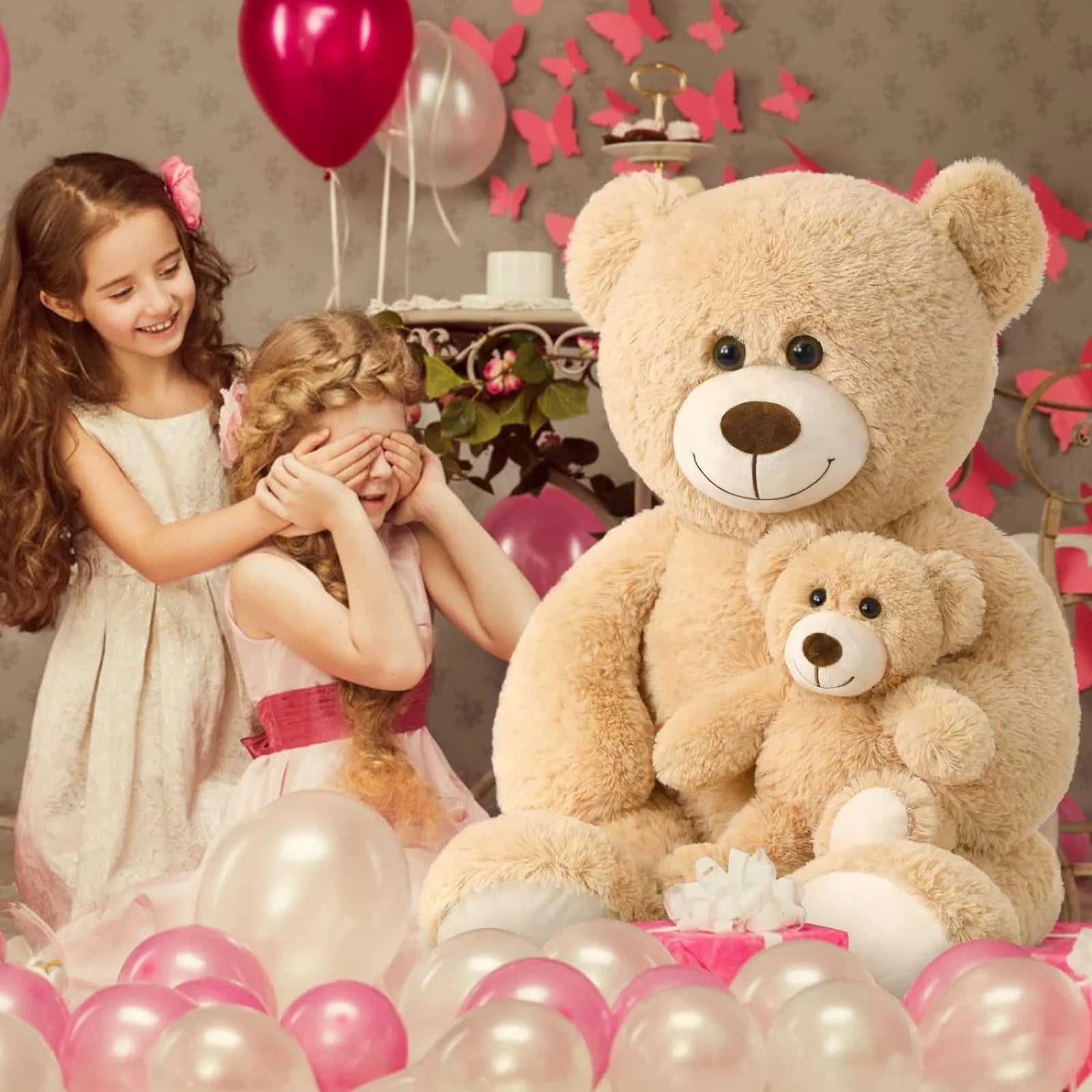 39" Giant Teddy Bear Mommy and Baby Soft Plush Bear Stuffed Animal Valentines Day Gift for Girlfriend