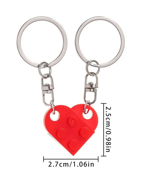 Load image into Gallery viewer, 1Pair Cute Love Heart Brick Keychain Couples Keychain Best Friendship for Women Men Separable Key Ring Jewelry Gifts
