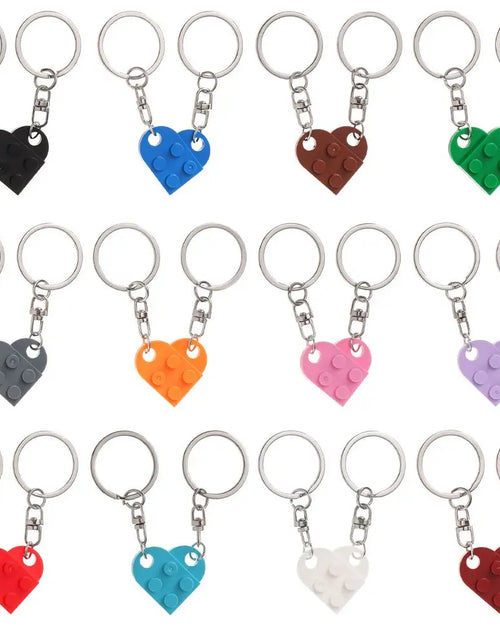 Load image into Gallery viewer, 1Pair Cute Love Heart Brick Keychain Couples Keychain Best Friendship for Women Men Separable Key Ring Jewelry Gifts
