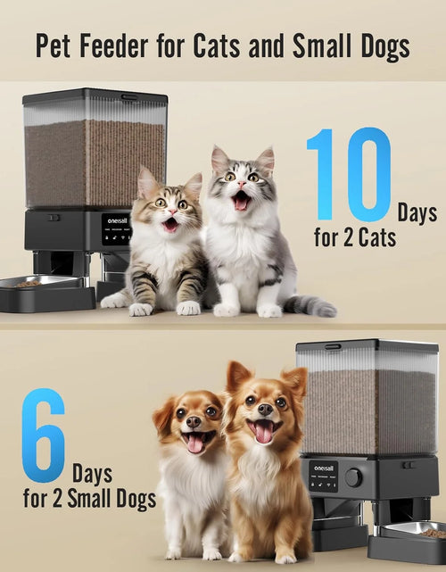 Load image into Gallery viewer, 5L/20 Cups Automatic Cat Dog Feeder with 5G Wifi &amp; APP Control, PFD-002 PRO Double Bowl Cat Food Dispenser with 1 Desiccant Bag, Timed Automatic Pet Feeder for 2 Cats/2 Small Dogs - Black
