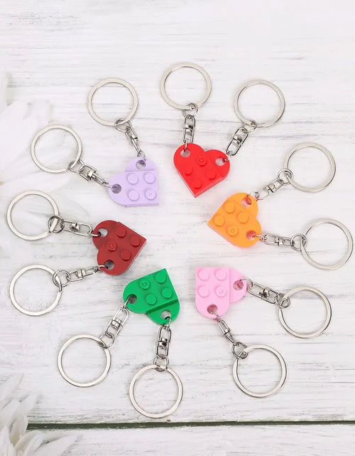 Load image into Gallery viewer, 1Pair Cute Love Heart Brick Keychain Couples Keychain Best Friendship for Women Men Separable Key Ring Jewelry Gifts
