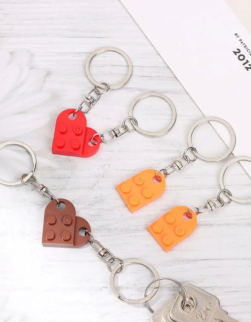 Load image into Gallery viewer, 1Pair Cute Love Heart Brick Keychain Couples Keychain Best Friendship for Women Men Separable Key Ring Jewelry Gifts
