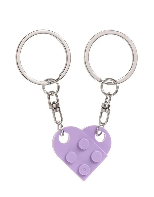 Load image into Gallery viewer, 1Pair Cute Love Heart Brick Keychain Couples Keychain Best Friendship for Women Men Separable Key Ring Jewelry Gifts
